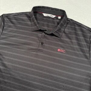 Black Clover Polo Shirt Mens XL Black Gray Pattern Golf‎ Performance Live Lucky